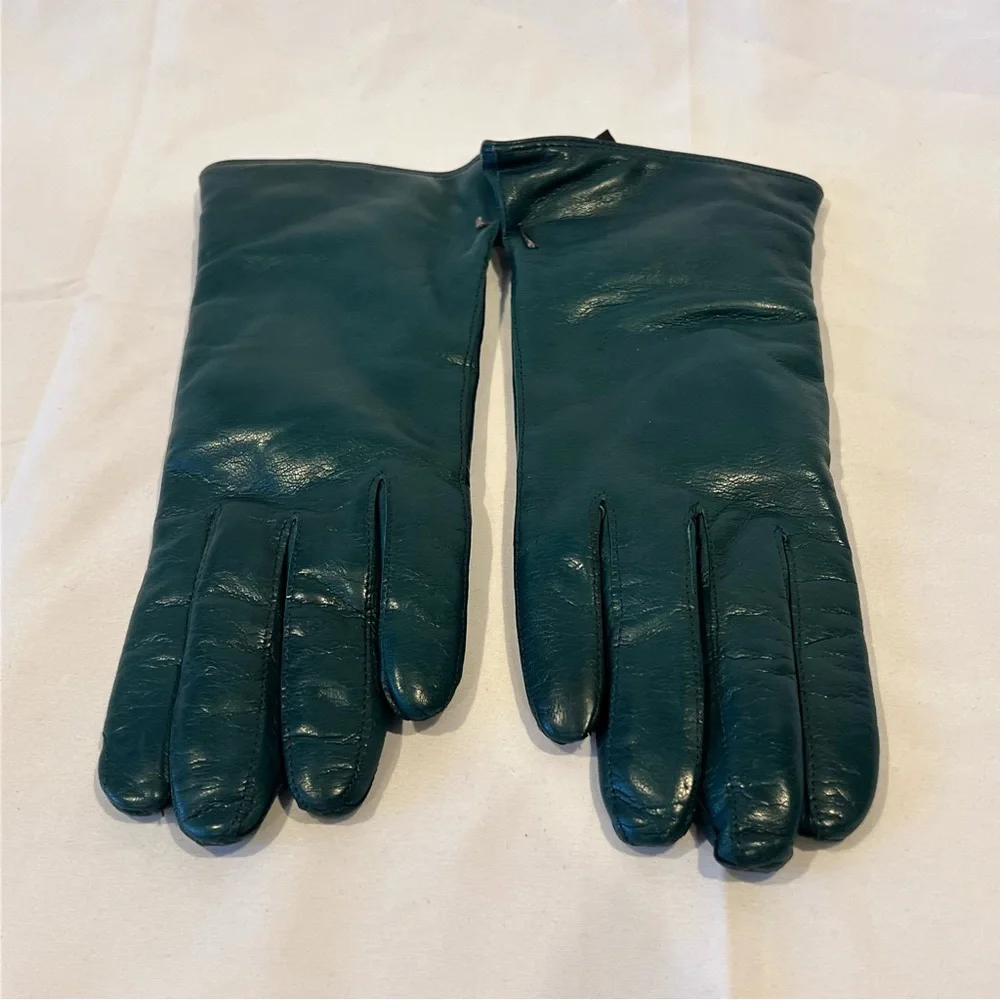 Madova Firenze Italy Cashmere Lined Leather Gloves Women’s Size 7 Green NWT